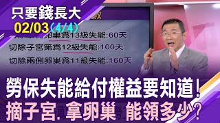 千萬別喪失權益55歲大齡女子若摘除子宮卵巢也有保險可請領勞工保險失能給付如何請領【20240203第44段只要錢長大鄭明娟ft王文良】 [upl. by Annaiel305]