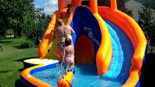 Kids playing on new Banzai SideWinder waterslide 8 2010 [upl. by Russia48]