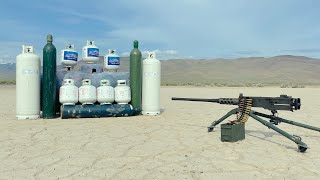 50cal M2 vs 1000 Pounds of Propane and Oxygen Tanks [upl. by Magnusson]