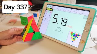 1 Year Cubing Pyraminx Challenge Day 337365 Average 517  Noob Cuber [upl. by Adnohryt]