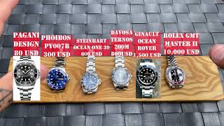 Six Watches Rolex Ginault Davosa Steinhart Phoibos Pagani  Let´s talk about value [upl. by Leihcar]