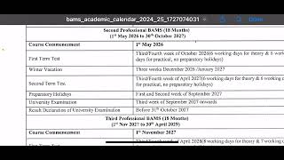 NCISM ACADEMIC Calendar 202425 Batch  BAMS BHMS BUMS Academic Calendar New Batch 202425 [upl. by Clevie]