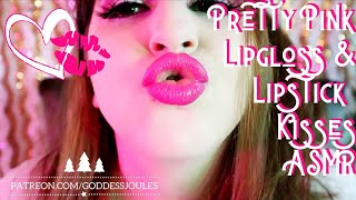 Pretty Pink Lipgloss and Lipstick Kisses ASMR Whispering [upl. by Anaeg781]