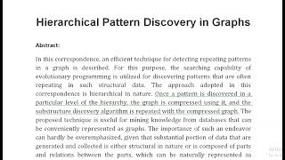 Hierarchical Pattern Discovery in Graphs [upl. by Parhe]