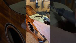 How to install a HyVibe pickup in an acoustic guitar luthier guitarrepair luthiery [upl. by Osmo]