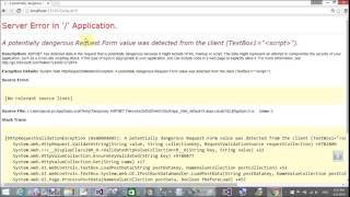 Fix potentially dangerous Request Form value was detected from the client [upl. by Lissak]