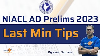 NIACL AO Prelims 2023  NIACL AO Prelims Last Minute Tips  By Karan Sir [upl. by Anahsed]