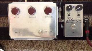 Klon Centaur Professional Overdrive vs Lovepedal Kalamazoo [upl. by Ylrrad]