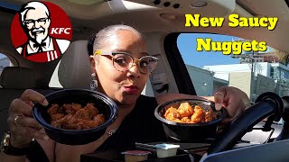 KFC NEW SAUCY FRIED CHICKEN NUGGETS ALL FOUR NEW FLAVORS MUKBANG  REVIEW [upl. by Yennaiv]