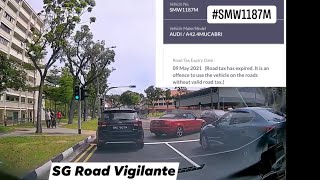 30dec2021 bedok reservoir road SMW1187M audi a4 with expired road tax reckless uturn [upl. by Helli688]