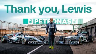 PETRONAS Reunites Lewis Hamilton With His Iconic Mercedes F1 Cars [upl. by Aerbma]