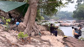 🏕️ACAMPEI EM UMA ilha de um riacho fiz uma BOA PESCARIA E jantei peixe frito vi animais e pássaros [upl. by Nylecaj858]