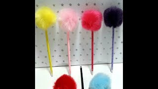 COMO FAZER LAPIS COM POMPOM  DIY PONTEIRA DE POMPOM  VOLTA AS AULAS 2018 [upl. by Midge]