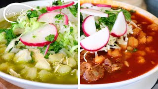 How to Make Green Pozole with Chicken Pozole Verde de Pollo amp Red Pork Pozole [upl. by Enetsuj679]