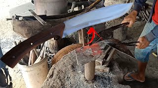 New Knife Making Videos How to make a very sharp KUKRI KNIFE from a thrown away trash [upl. by Kohl232]