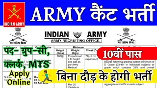 Army Cantt Recruitment 2024 Notification  Army Cantt Vacancy 2024  Cantonment Board Bharti 2024 [upl. by Nnairda]