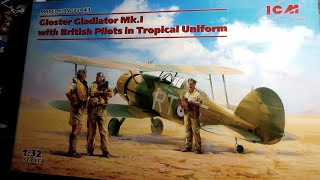 Gloster Gladiator MkI 132 scale by ICM 3 figurines [upl. by Ynwat]