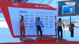 AUDI FIS SKI World Cup Wengen 🇨🇭  Mens Super G  race course highlights and podium Jan 12 2024 [upl. by Coy]