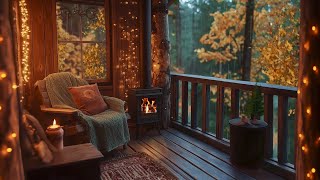 Cozy Autumn Ambience  Sound of Rain and Crackling Fire [upl. by Etireugram625]