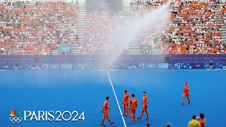 WATCH OUT Water cannon turns on MIDGAME during gold medal match  Paris Olympics  NBC Sports [upl. by Ientruoc]