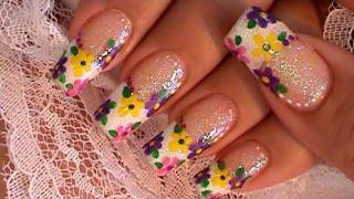 Spring Time Flowers Nail Art Design Tutorial [upl. by Nyrhtak]