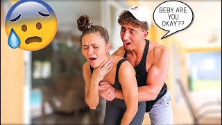 CHOKING PRANK ON BOYFRIEND Cute Reaction  Montana amp Ryan [upl. by Etnomaj135]