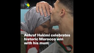 Achraf Hakimi celebrates historic Morocco win with his mum [upl. by Corney]