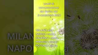 6 Novembre 24 Livelli di concentrazione dei pollini previsti in Italia Short [upl. by Randene]