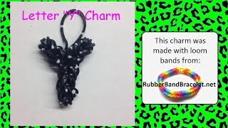 Rainbow Loom Letter Y Loom Band Charm  Made Using RubberBandBracelet Loom Bands [upl. by Leelahk]