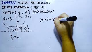 Parabola Finding the Standard Equation given the Vertex and Directrix Detailed Solution [upl. by Rich852]