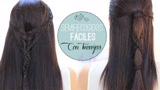 PEINADOS CON TRENZAS FÁCILES  SEMIRECOGIDOS [upl. by Cullie824]