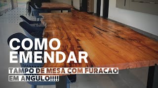 Passo a passo de emenda de tampo de mesa tutorial de como fazer emenda em prancha de madeira 🪵 [upl. by Stochmal223]