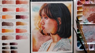 Watercolor portrait painting tutorial step by step [upl. by Kimmi]