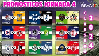 PREDICCIONES FECHAS y HORARIOS de la JORNADA 4 de la LIGA MX torneo CLAUSURA 2024 [upl. by Yma]