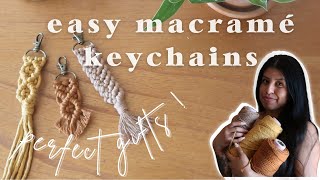 TUTORIAL  macrame keychains  3 easy macrame keychain styles  fiber accessory  SLOW STEP BY STEP [upl. by Adaline]