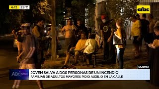 Joven salva a dos abuelitos de un incendio [upl. by Ahseinaj263]