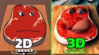 Charlie the Steak 2D VS 3D  WELL DONE  animations 360° [upl. by Hukill]