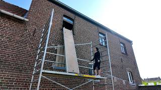 Old wornout WINDOWS ARE GONE  Renovating a 110 yo ABANDONED farm in Belgium [upl. by Ber706]