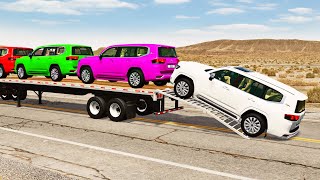 Flatbed Truck Mcqueen  Transportation with Truck  Pothole vs Car 205  BeamNGDrive [upl. by Rozalin654]