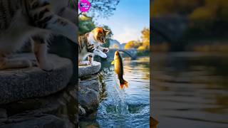 बिल्ली मौसी मछली को पकड़ने नदी के तट पर चली गईcatfishvideofishingvideo catshorts fishing cat [upl. by Enasus]