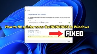 FIXED printer error 0x00000003 in Windows 1011  2024 [upl. by Lionello]