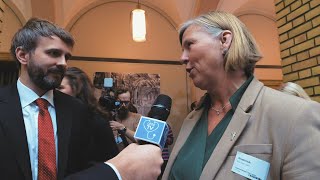 Statsbudsjettet  intervju med Jan Christian Vestre og AnneKarin Rime [upl. by Ellehciram]