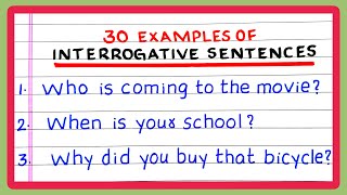 INTERROGATIVE SENTENCES  5  10  20  30 EXAMPLES OF INTERROGATIVE SENTENCES  IN ENGLISH GRAMMAR [upl. by Regor677]