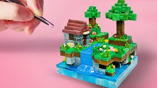 Making a tiny Minecraft Farm Village with Clay amp Resin  ASMR  DIY MINECRAFT [upl. by Delamare]