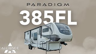 Paradigm 385FL 5th Wheel Features a large front living room under 42ft amp dry weight of 14517 lbs [upl. by Elaen]