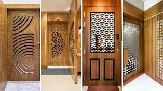 Modern wooden jali door design  Wood jali door jalidoor [upl. by Naitsyrk883]