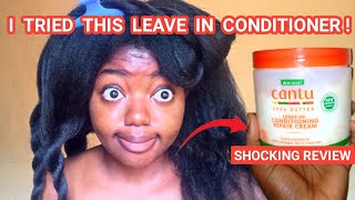 MOISTURIZING CANTU LEAVE IN CONDITIONER REVIEW ON THICK RELAXED HAIR Relaxed Hair [upl. by Clovah]