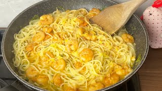 Butter Zitronen Garnelen Spaghetti Leckeres beliebtes Rezept für puren Genuss 🍤🍋 [upl. by Ekaterina]