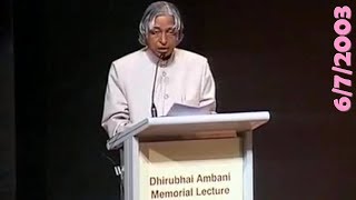 Dr APJ Abdul Kalam 1st Dhirubhai Ambani Memorial Lecture [upl. by Najib701]