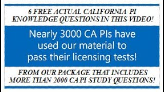 CA PI license test 6 free California private investigator questions from our PI test study package [upl. by Eiramanitsirhc811]